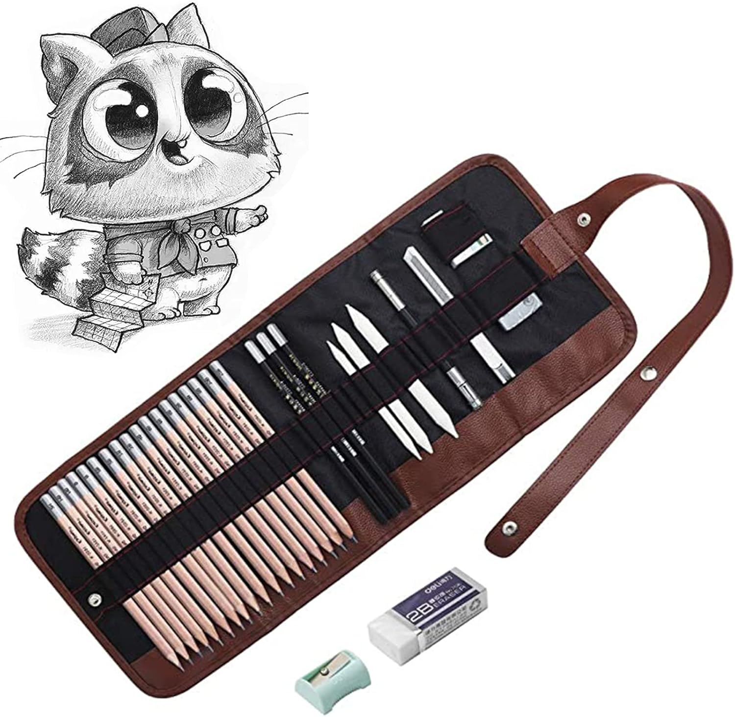 Sketching Charcoal Set - Professional Drawing Pencil Set 12B-2H Graphite