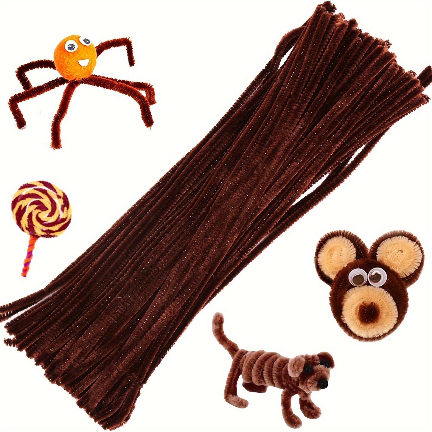 Art Craft Things - 100 Pcs Coffee Pipe Cleaners,Pipe Cleaners