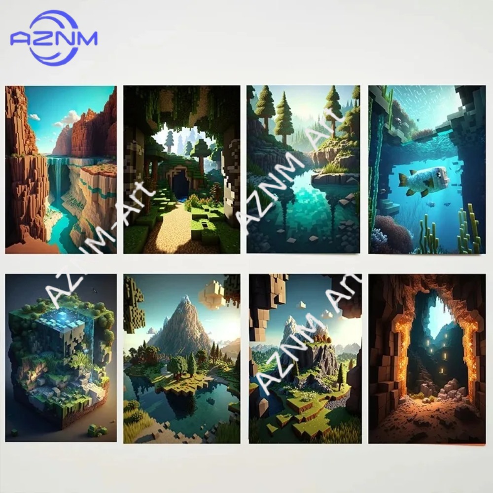 Art Craft Game - Mine Game Pixel Craft Landscape Canvas
