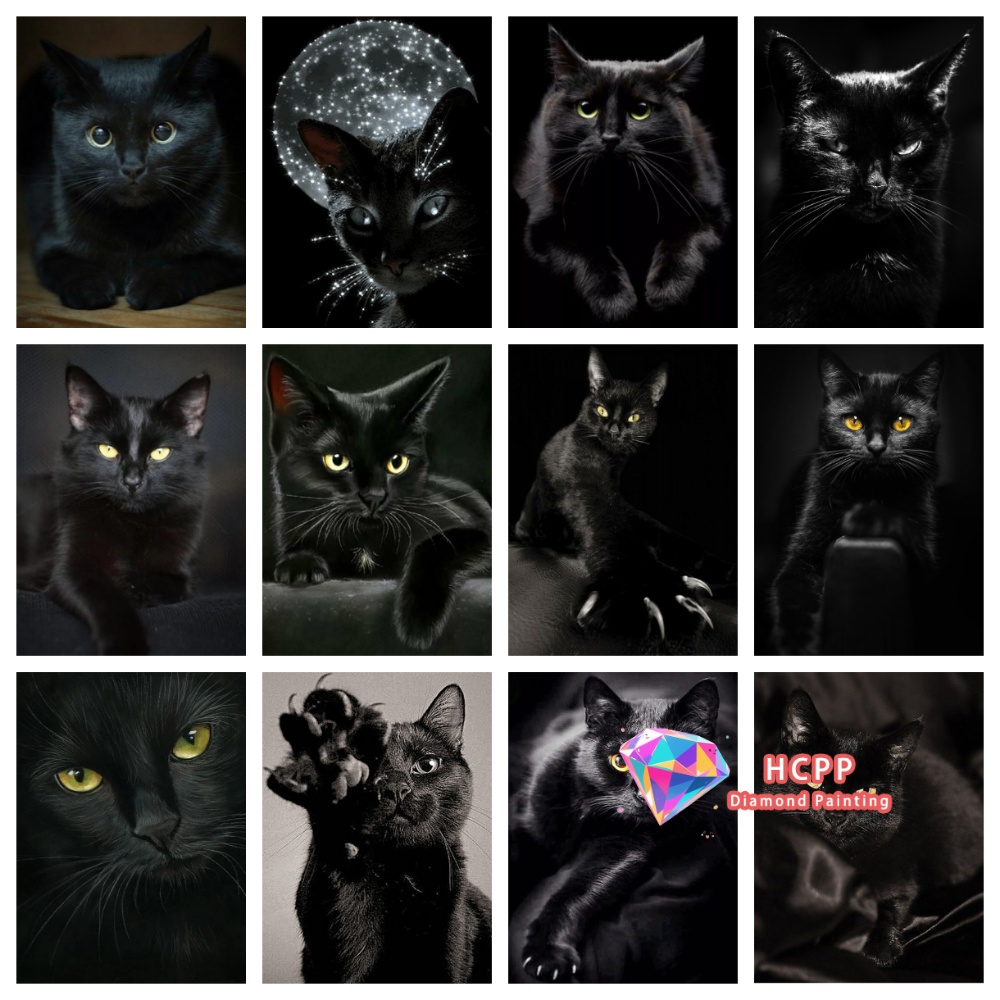 Art Craft Things - unframe Black Cat Animal Diamond Painting