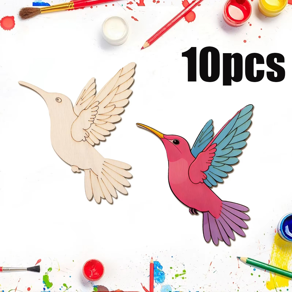 Art & Craft Paper Ideas For Kids - 10pcs Unfinished Wood Animal Bird Cutouts,Wooden