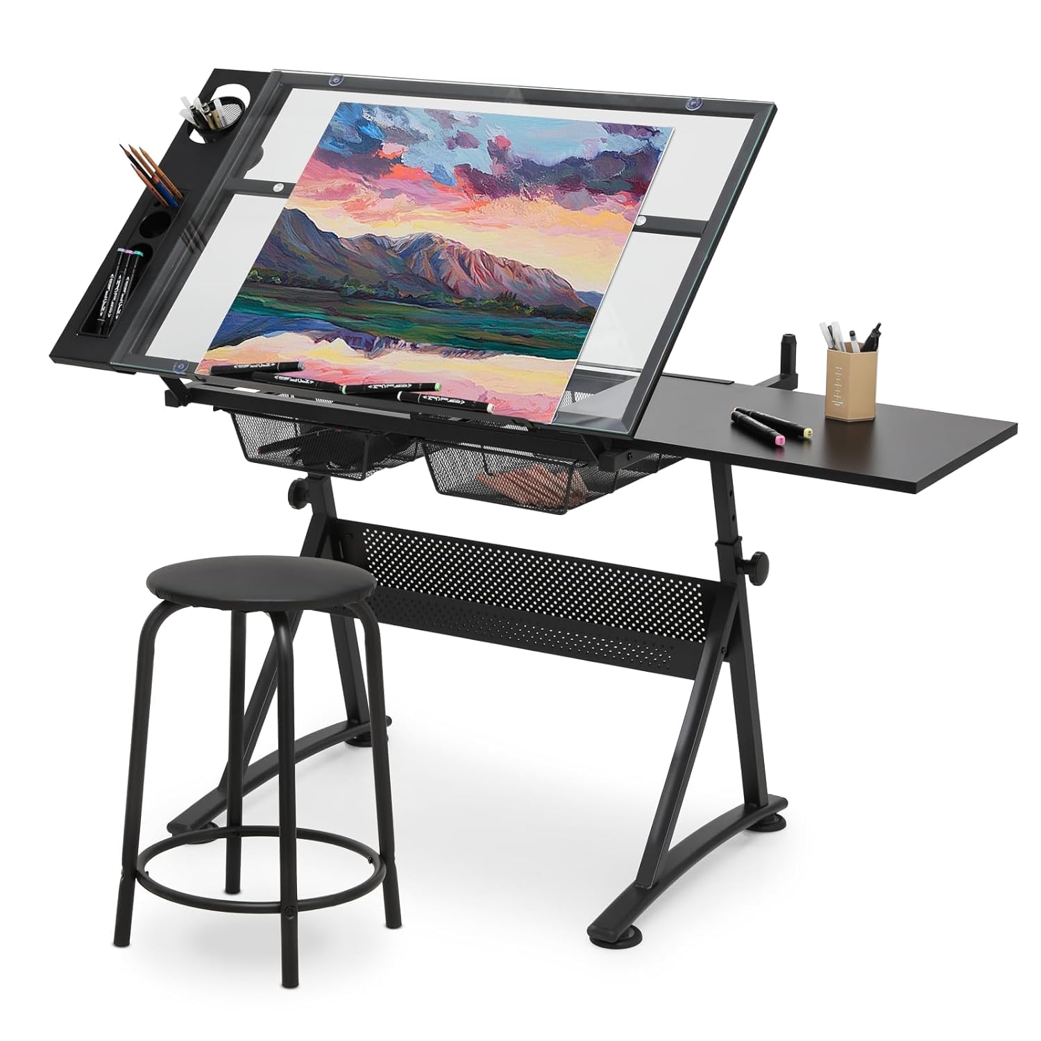 Art & Craft Paper Ideas For Kids - Drafting Table with Height Adjustable Glass