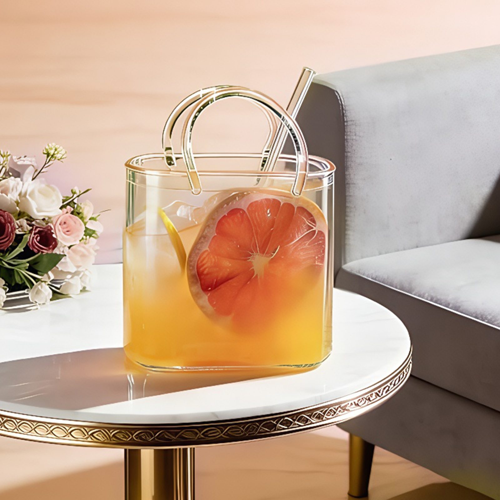 Glass Purse with Glass Straw C - Art Craft Vase 리뷰 및 가격