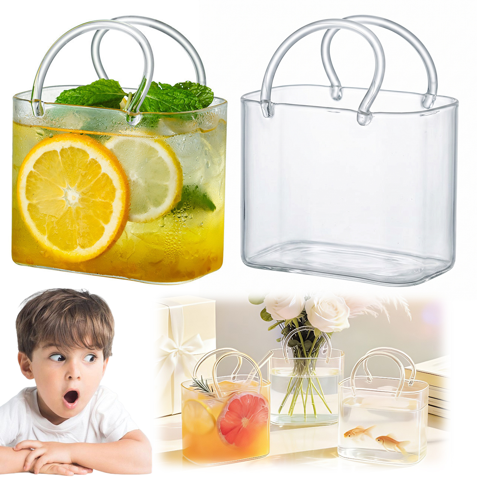 Glass Purse with Glass Straw C - Art Craft Vase 리뷰 및 가격