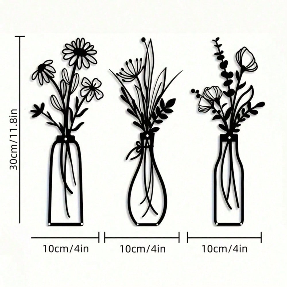 3pcs Vintage Metal Floral Wall - Art Craft Vase 리뷰 및 가격