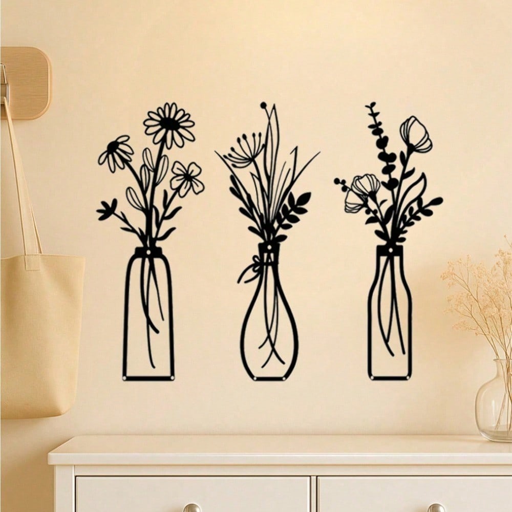 3pcs Vintage Metal Floral Wall - Art Craft Vase 리뷰 및 가격