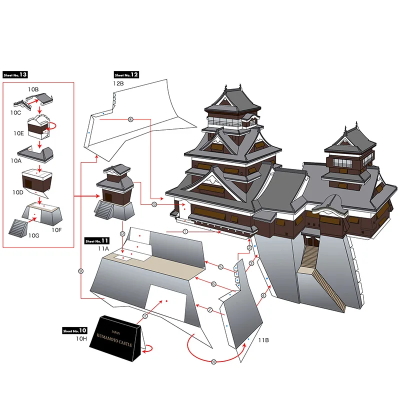 Japan Kumamoto Castle Mini 3D  - Art Craft Building 리뷰 및 가격