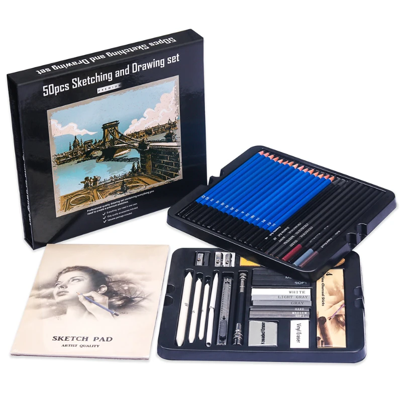50 Pcs Sketching Pencil Set Wo - Sketching Charcoal Set 리뷰 및 가격