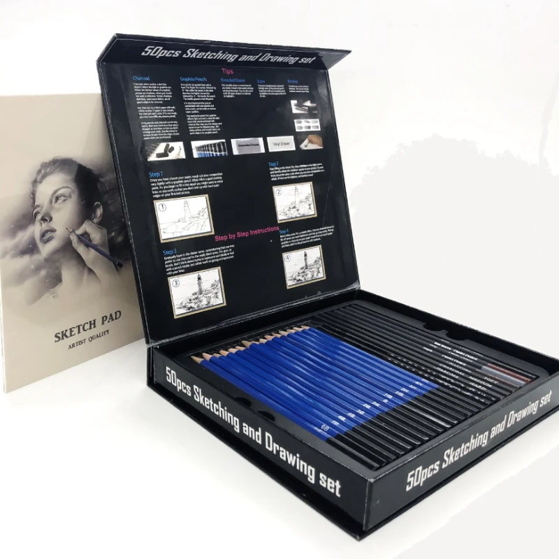 50 Pcs Sketching Pencil Set Wo - Sketching Charcoal Set 리뷰 및 가격