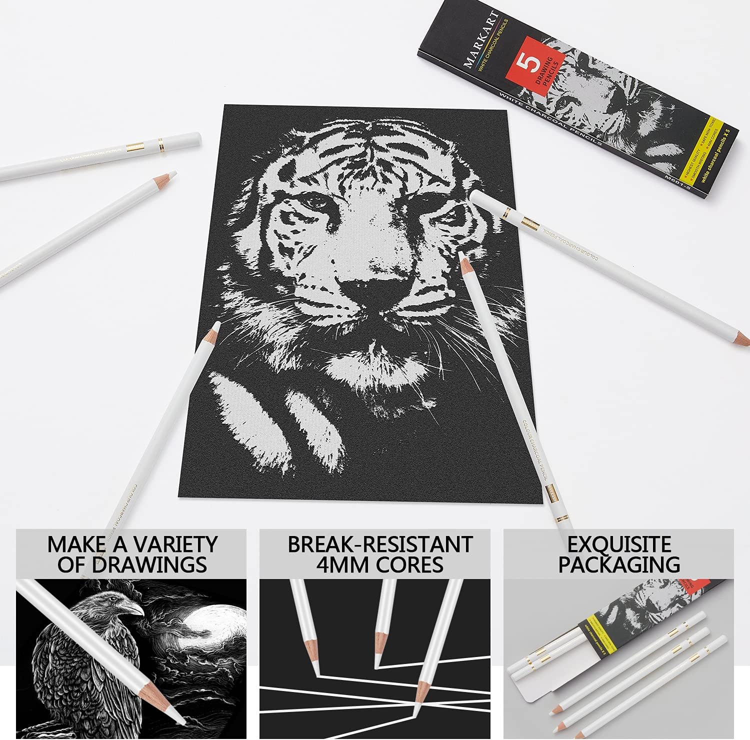 White Charcoal Pencils Set for - Sketching Charcoal Set 리뷰 및 가격