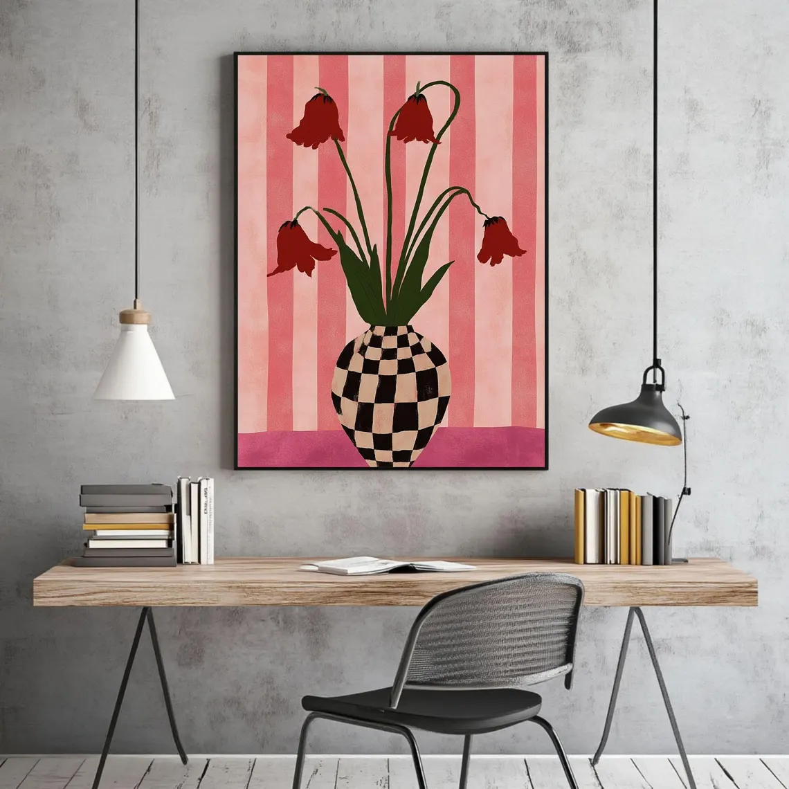 Tulips In A Checkered Vase Wal - Art Craft Vase 리뷰 및 가격