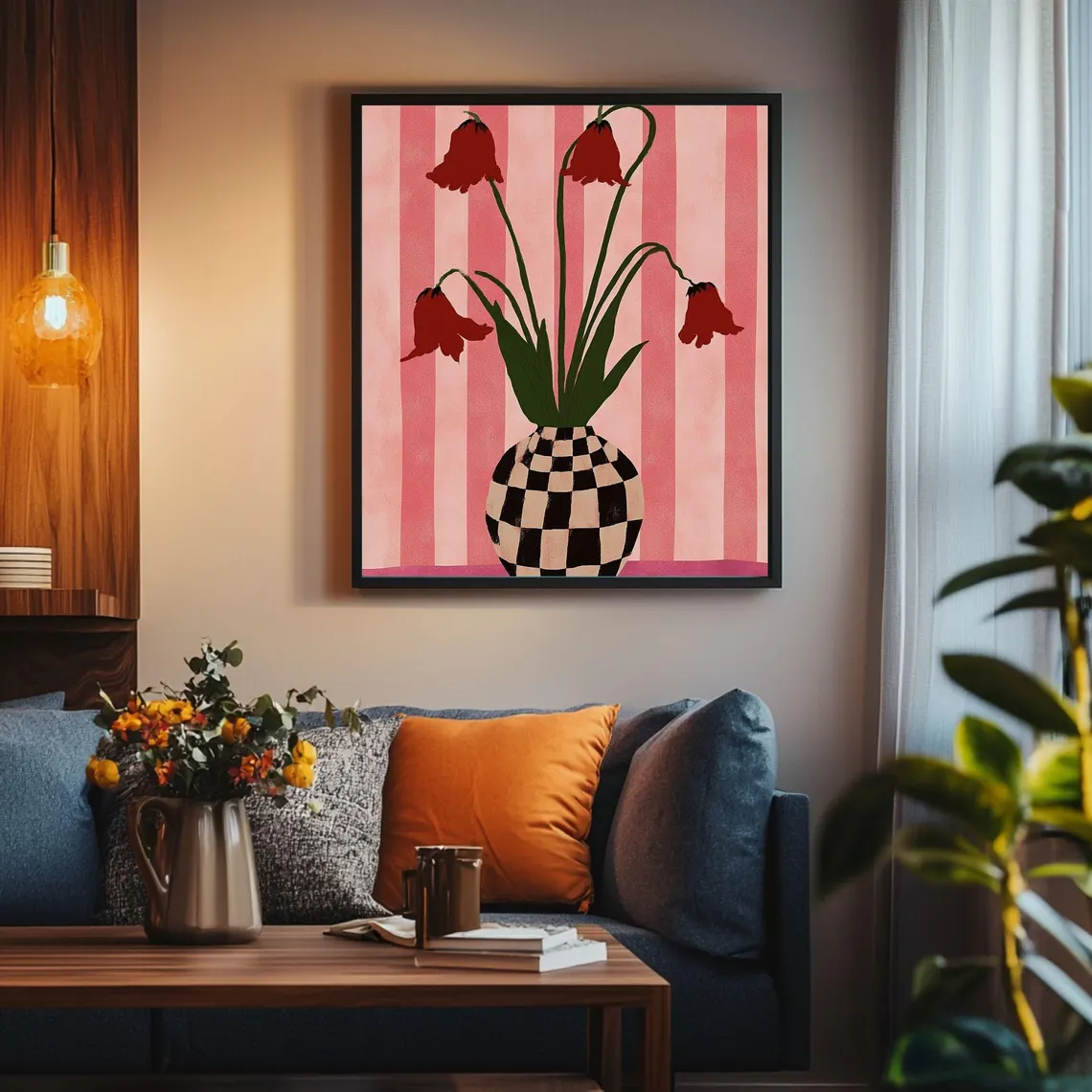 Tulips In A Checkered Vase Wal - Art Craft Vase 리뷰 및 가격